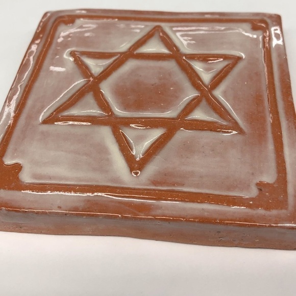 Handmade Ceramic Tile: White Star of David - Picture 2 of 2